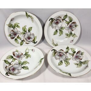 (set of 4) 1950's Roselyn China DOGWOOD Rimmed SOUP BOWLS 7 5/8" Japan‎ MINT